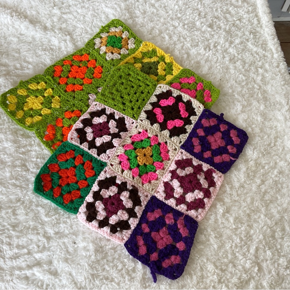 Handmade Multicolor Crochet Granny Square  Mats- Brand Unbranded